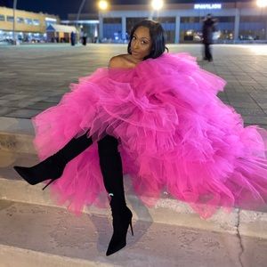 Hot Pink Layered Tulle Orchid Oyemwen Gown